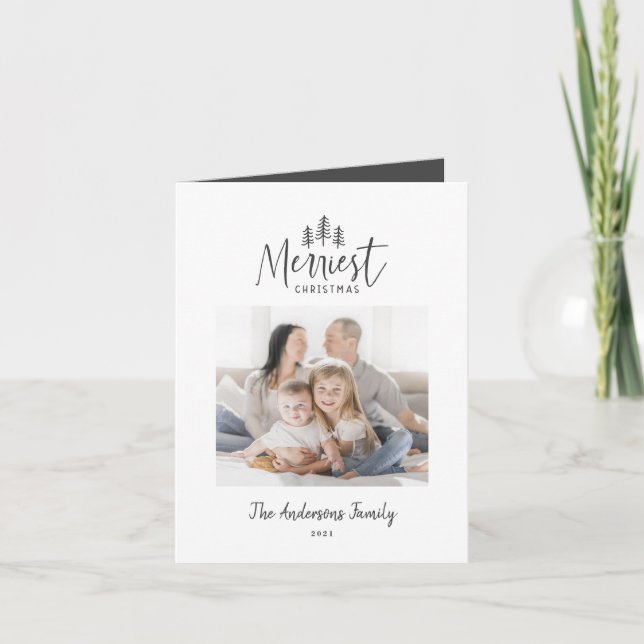 Tarjeta Festiva Navidades modernos mínimos foto rústica múltiple (Anverso)