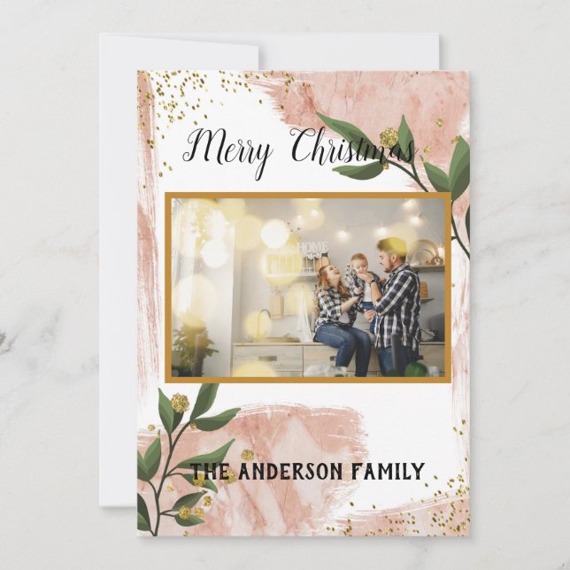 Tarjeta Festiva Navidades modernos mínimos foto rústica múltiple (Anverso)