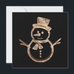 Tarjeta Festiva Navidades modernos, negros y de oro, graciosos muñ<br><div class="desc">Tarjeta para Navidades personalizados,  Tarjeta para Navidades de felicitación navideña elegante,  elegante Purpurina de Faux Gold Faux Black and Gold Faux,  divertido hombre de nieve moderno negro y oro Faux, </div>