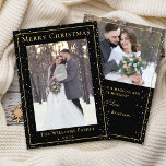 Tarjeta Festiva Navidades modernos: Nieve de oro negro 2 foto<br><div class="desc">Navidades modernos Black Gold Snowfall 2 Photo Holiday Card</div>