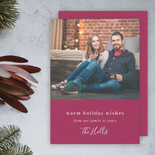 Tarjeta Festiva Navidades modernos   Pareja Foto Borgundy Maroon