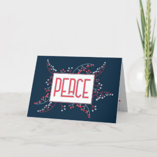 Tarjeta Festiva Navidades modernos PEACE grises grises de la marin