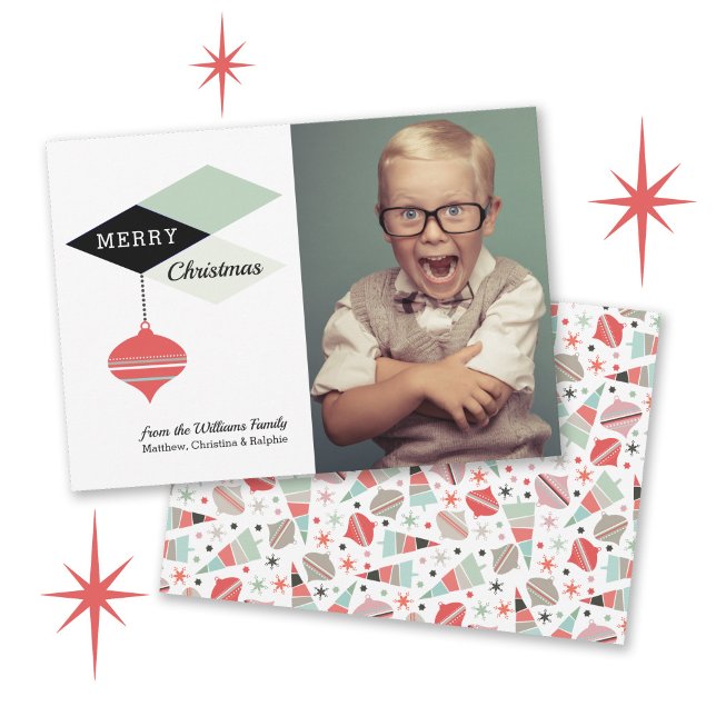 Tarjeta Festiva Navidades modernos retro de mediados del siglo XX (Subido por el creador)