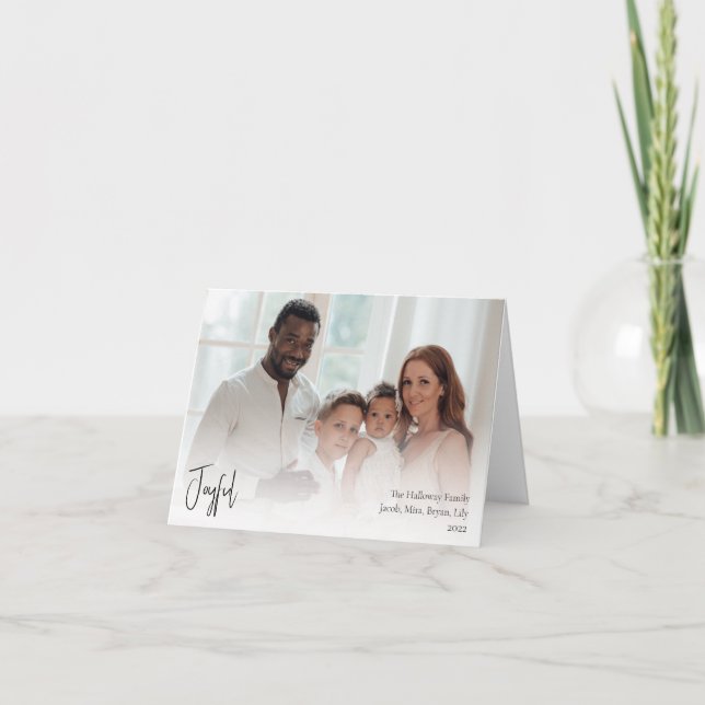 Tarjeta Festiva Navidades modernos y alegres guión doblado foto co (Anverso)