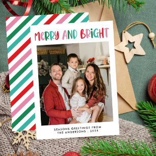 Tarjeta Festiva Navidades modernos y brillantes retro coloridos