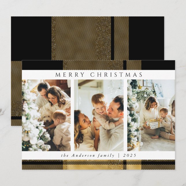 Tarjeta Festiva Navidades modernos y elegantes Collage de fotos do (Anverso / Reverso)