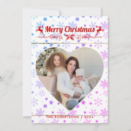 Tarjeta Festiva Navidades modernos y elegantes con una foto famili