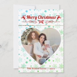 Tarjeta Festiva Navidades modernos y elegantes con una foto famili