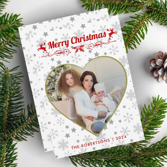 Tarjeta Festiva Navidades modernos y elegantes con una foto famili (Subido por el creador)