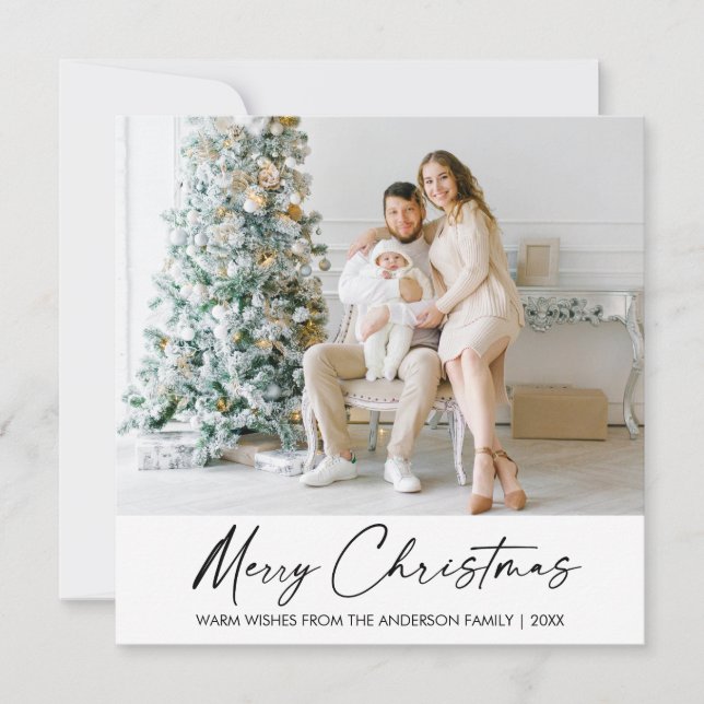 Tarjeta Festiva Navidades modernos y elegantes de caligrafía con t (Anverso)