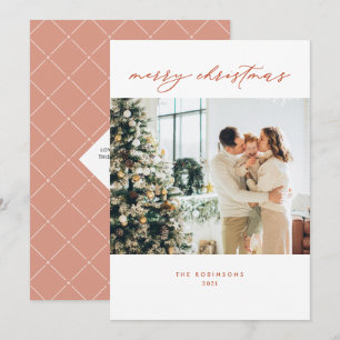 Tarjeta Festiva Navidades modernos y elegantes de color blanco gri