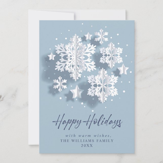 Tarjeta Festiva Navidades modernos y elegantes de copos de nieve s (Anverso)