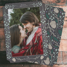 Tarjeta Festiva Navidades modernos y elegantes de fotografía botán