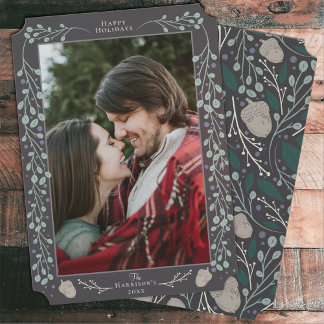 Tarjeta Festiva Navidades modernos y elegantes de fotografía botán