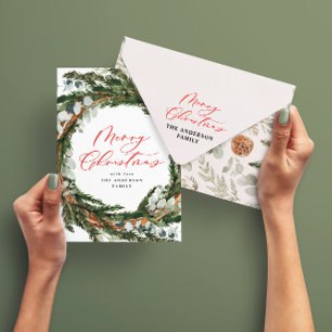 Tarjeta Festiva Navidades modernos y mínimos de escritura de fleta