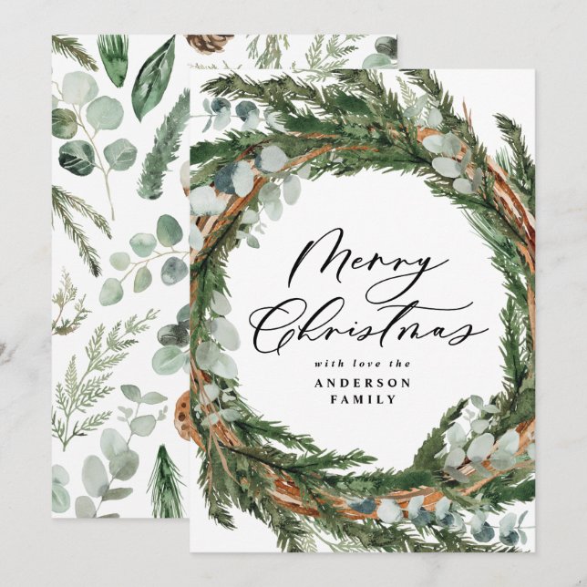 Tarjeta Festiva Navidades modernos y mínimos de escritura de fleta (Anverso / Reverso)