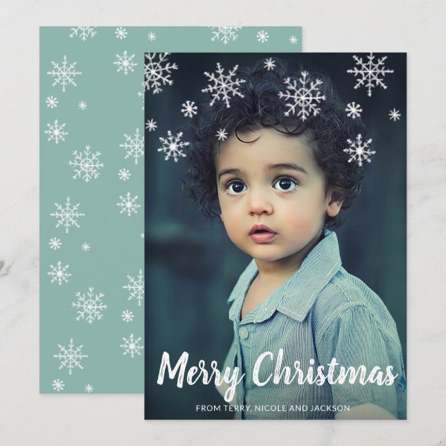 Tarjeta Festiva Navidades modernos y sencillos con copas de nieve (Anverso / Reverso)