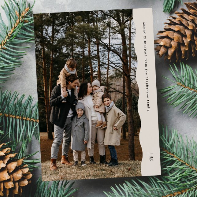 Tarjeta Festiva Navidades modernos y sencillos de dos fotos con bo (Subido por el creador)