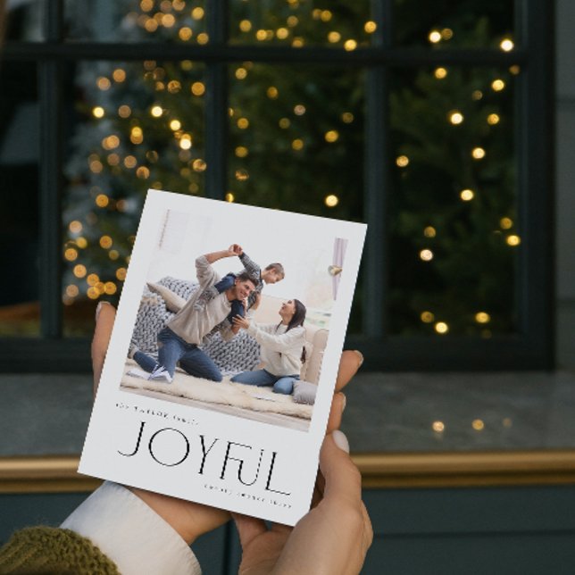 Tarjeta Festiva Navidades modernos y sencillos de fotografía famil (Spread Joy! Send a Personalized 'Joyful' Holiday Card 📸🎄 [Your Photo Here])