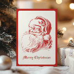 Tarjeta Festiva Navidades modernos y sencillos de Santa Claus<br><div class="desc">Esta sencilla y elegante tarjeta de felicitación de vacaciones para Navidades cuenta con una silueta vintage de Santa Claus de color rojo sobre un fondo blanco roto. Fácil de personalizar para saludos memorables para familia y amigos.</div>