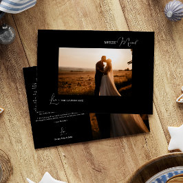 Tarjeta Festiva Navidades modernos y simples negros con foto casad