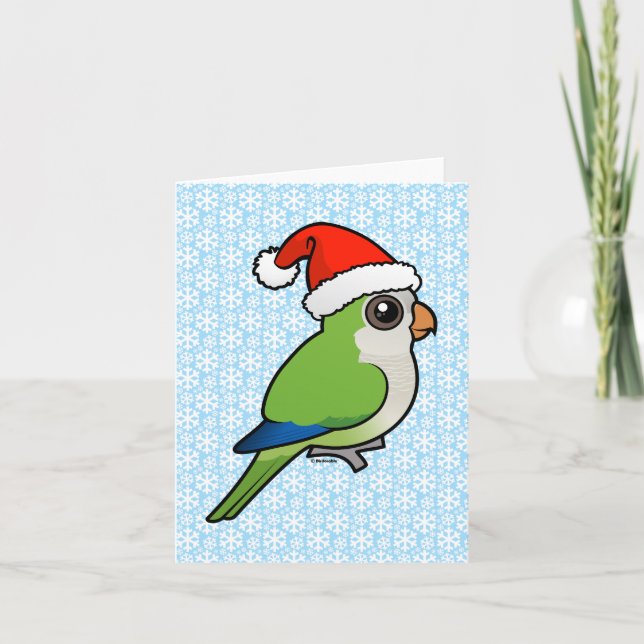 Tarjeta Festiva Navidades Monk Parakeet (Anverso)