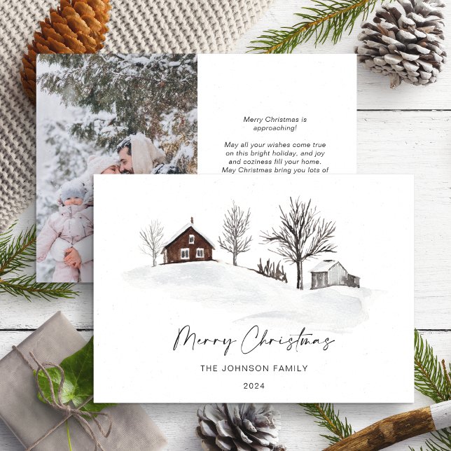 Tarjeta Festiva Navidades Monocromo foto panorámica de invierno (Subido por el creador)
