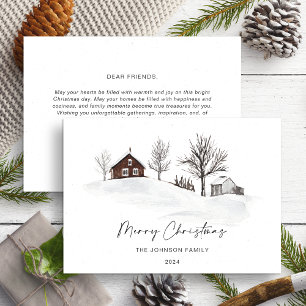 Tarjeta Festiva Navidades Monocromo Paisaje Invierno No Foto