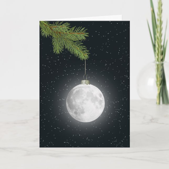 Tarjeta Festiva Navidades Moon Ornament (Anverso)