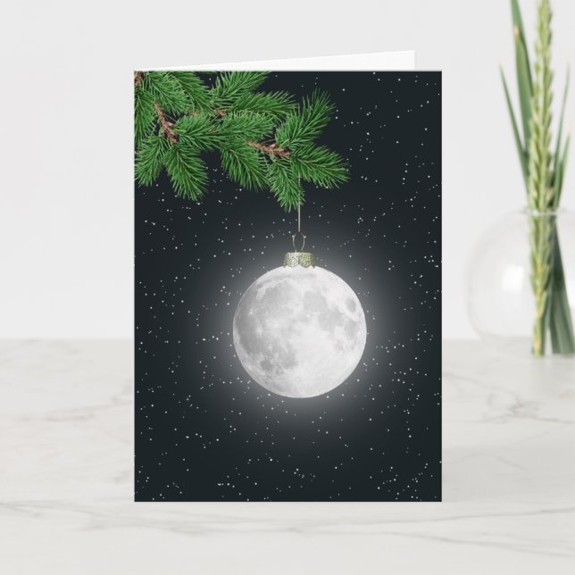 Tarjeta Festiva Navidades Moon Ornament Holiday (Anverso)