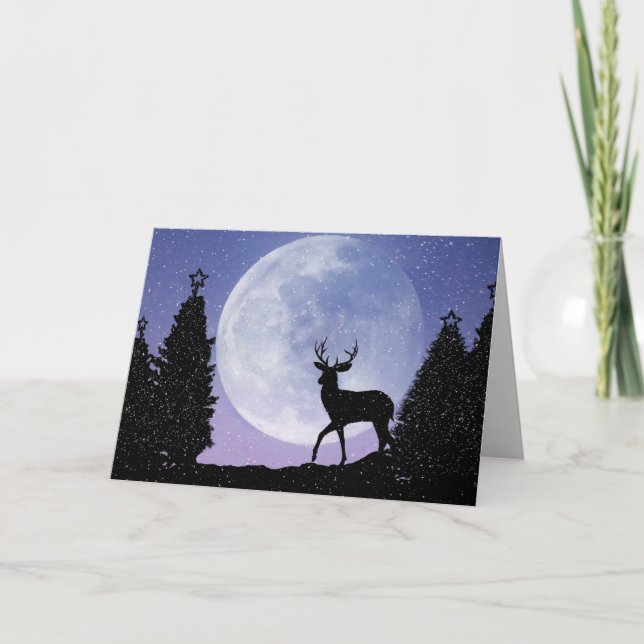 Tarjeta Festiva Navidades Moon y Deer (Anverso)