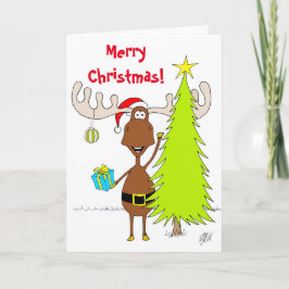 Tarjeta Festiva Navidades: Moose (Happy)