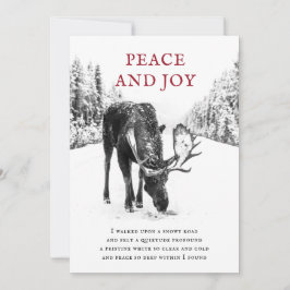 Tarjeta Festiva Navidades Moose Winter Snow Peace Poem Holiday Car