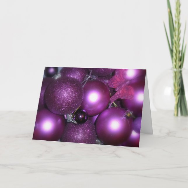 Tarjeta Festiva Navidades morados (Anverso)