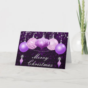Tarjeta Festiva Navidades morados, rosados y plateados