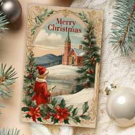 Tarjeta Festiva Navidades Motif antiguo Marco de vacaciones Coche