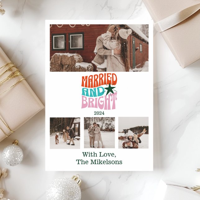 Tarjeta Festiva Navidades multifoto casados y brillantes (Subido por el creador)