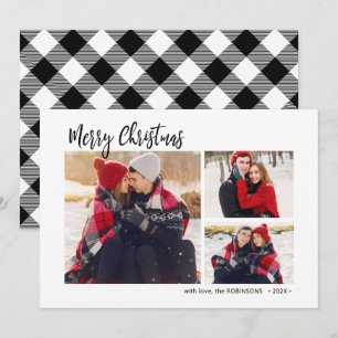 Tarjeta Festiva Navidades multifoto de Buffalo Plaid Rustic 3