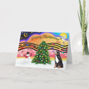 Tarjeta Festiva Navidades Música 2 - Perro de montaña de Bernese