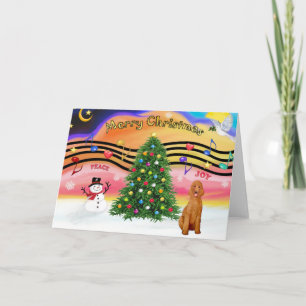 Tarjeta Festiva Navidades Música 2 - Poodle (apricot Standard)