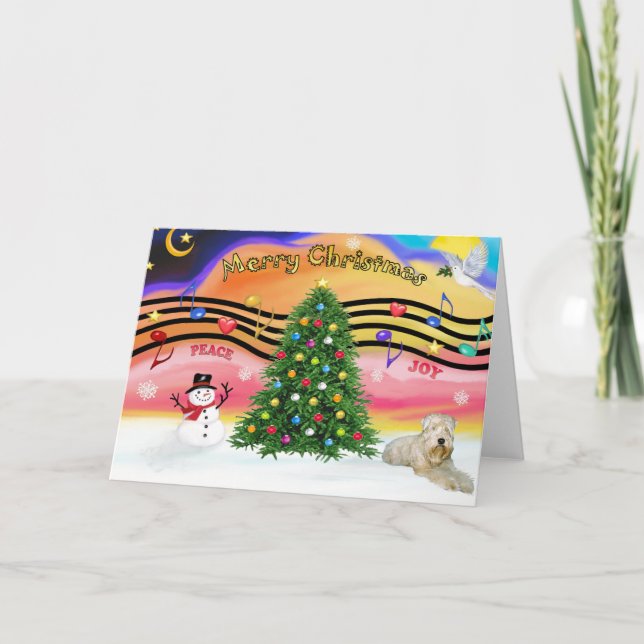 Tarjeta Festiva Navidades Música 2 - Wheaten Terrier (ld) (Anverso)