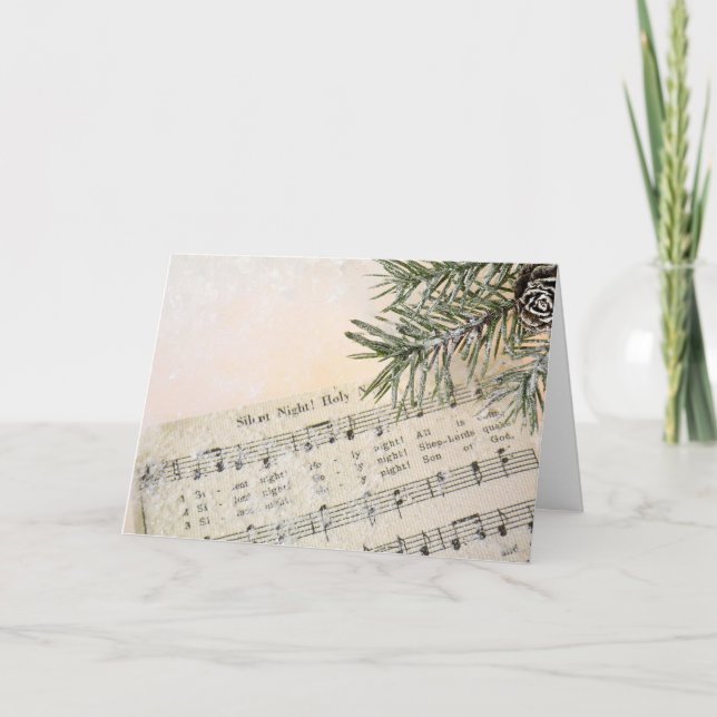 Tarjeta Festiva Navidades Música de Carol en la nieve (Anverso)