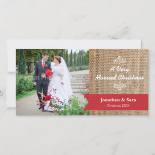 Tarjeta Festiva Navidades muy casados, Burlap Photo
