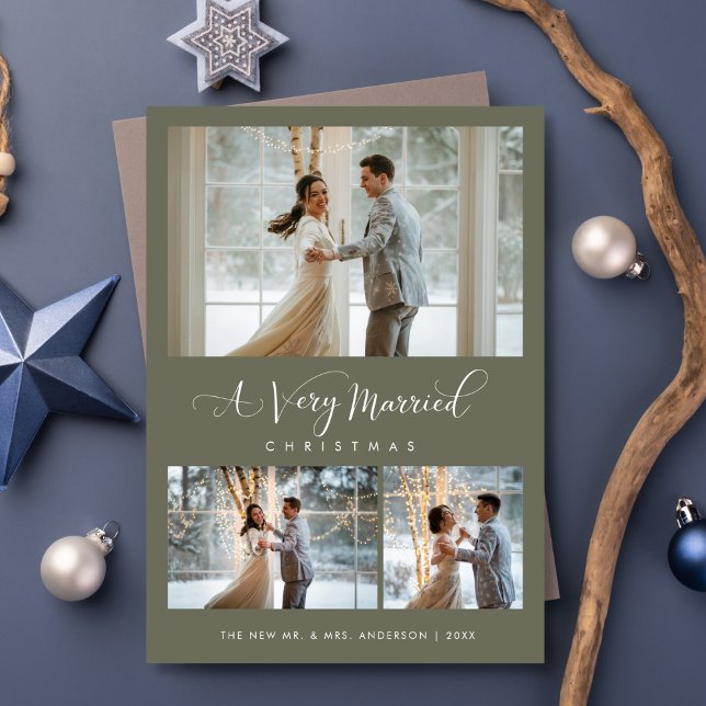 Tarjeta Festiva Navidades muy casados usan guión verde 3 foto (Subido por el creador)