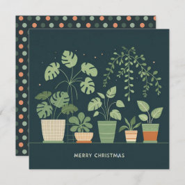 Tarjeta Festiva Navidades Naranja Green Potted Plants