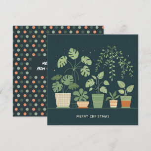 Tarjeta Festiva Navidades Naranja Green Potted Plants