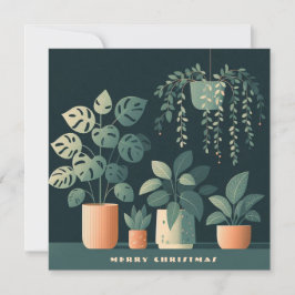 Tarjeta Festiva Navidades Naranja Green Potted Plants