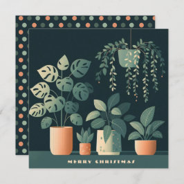 Tarjeta Festiva Navidades Naranja Green Potted Plants