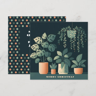 Tarjeta Festiva Navidades Naranja Green Potted Plants