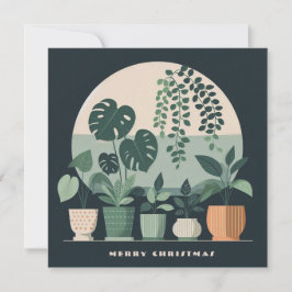 Tarjeta Festiva Navidades Naranja Green Potted Plants
